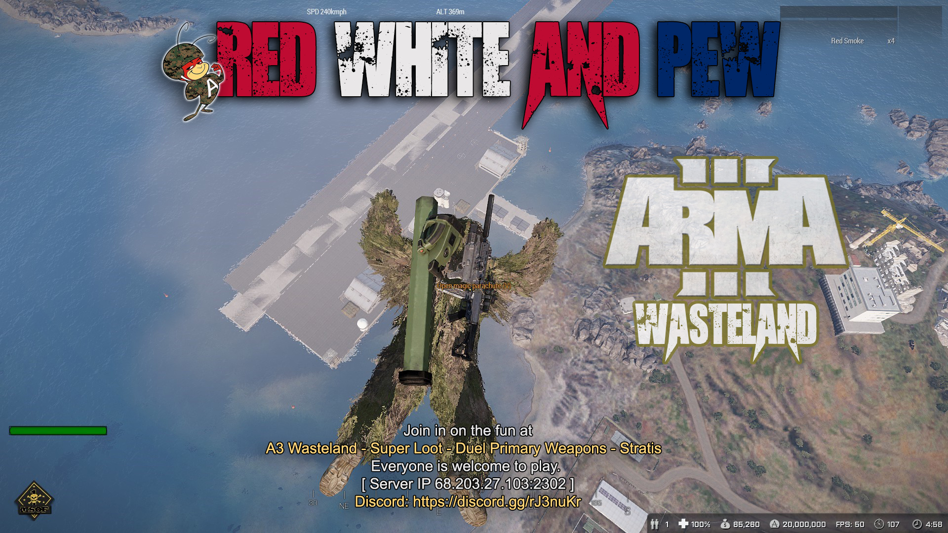 Join in for some Arma 3 PVP Action in Wasteland! Come play and join in at "A3 Wasteland - Super loot - Dual Primary Weapons - Stratis" Everyone is welcome to play. [ Server IP 68.203.27.103:2302